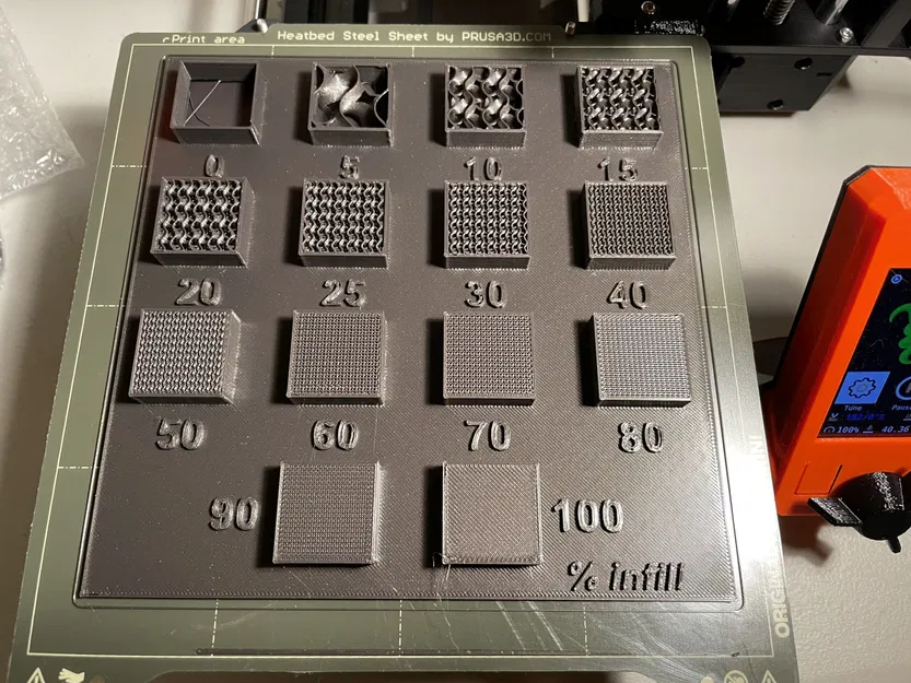 Bảng tham khảo tùy chỉnh phần trăm lấp đầy cho Prusa MINI+ - Image 1