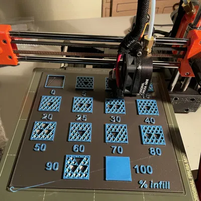 Bảng tham khảo tùy chỉnh phần trăm lấp đầy cho Prusa MINI+
