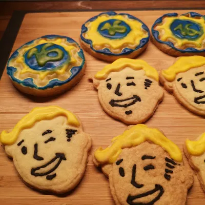 Cutter bánh quy hình nhân vật Vault Boy và cửa Vault