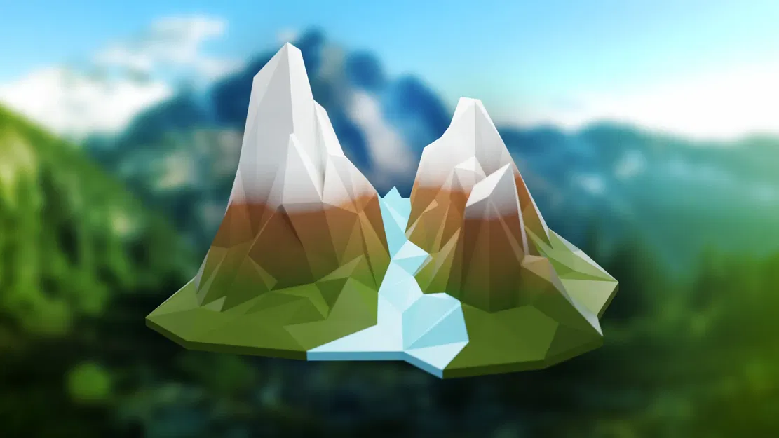 Địa hình núi non phong cách Low Poly - Image 1