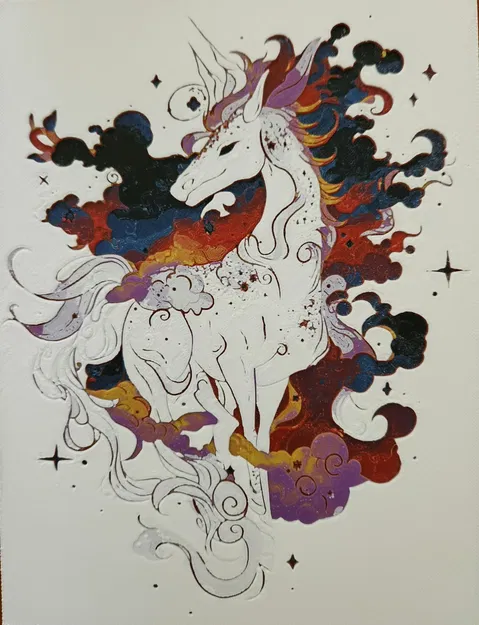 Unicorn không gian phiên bản âm bản đầy màu sắc - Image 1