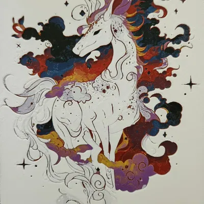 Unicorn không gian phiên bản âm bản đầy màu sắc