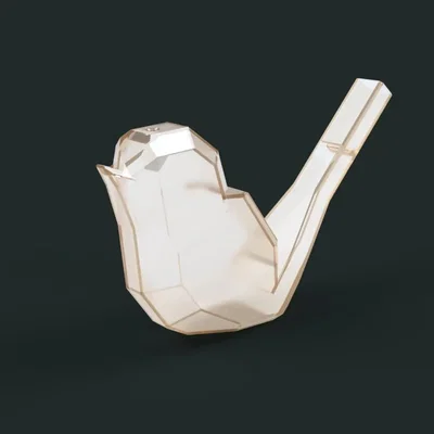 Kèn chim hót kiểu low poly in 3D không cần hỗ trợ