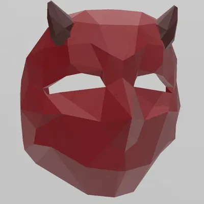 Mặt nạ quỷ phong cách low poly cho Halloween