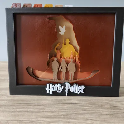 Hộp bóng Harry Potter với nhân vật Harry, Hermione và Ron