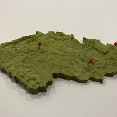 Mô hình bản đồ địa hình Low Poly Cộng hòa Séc