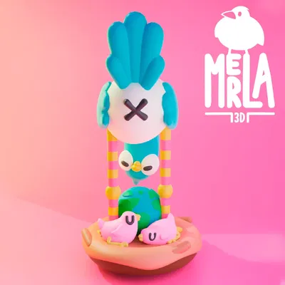 Tổ chim xinh xắn với chú chim con màu xanh