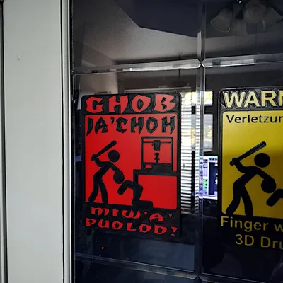 Biểu tượng cảnh báo máy in 3D bằng nhiều ngôn ngữ