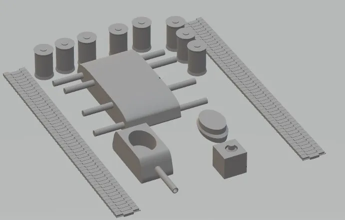 Xe tăng đơn vị in 3D với bánh xe và liên kết xích - Image 2