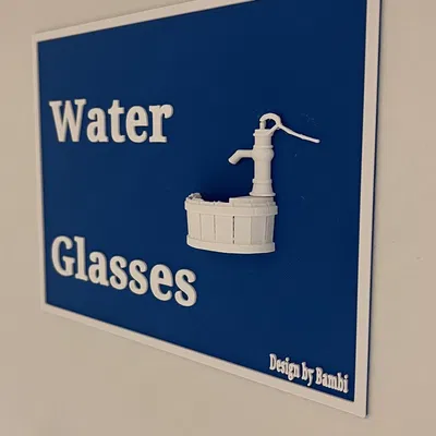 Biển báo thông tin văn phòng về cốc nước