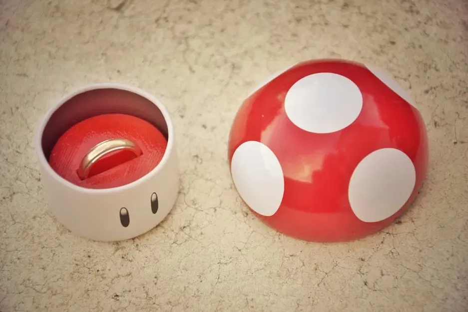 Hộp nhẫn cưới Nintendo hình nấm độc đáo - Image 4