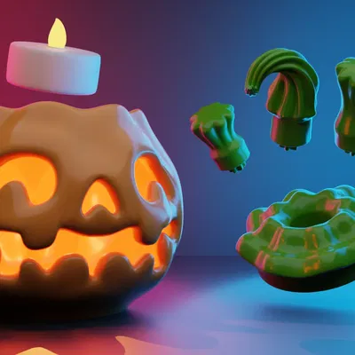 Đèn bí ngô Halloween với thân cây tùy chỉnh có thể thay đổi