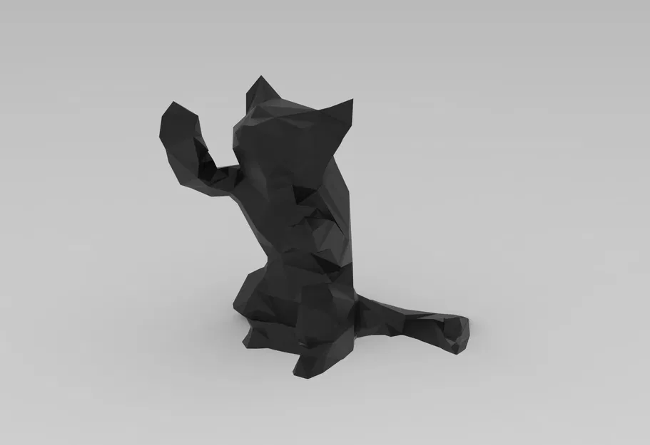 Mèo thấp poly với thiết kế hỗ trợ tối thiểu - Image 1