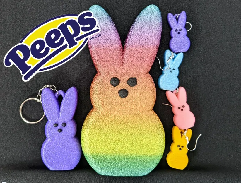Bông tai thỏ Marshmallow Peeps và móc khóa đi kèm - Image 1