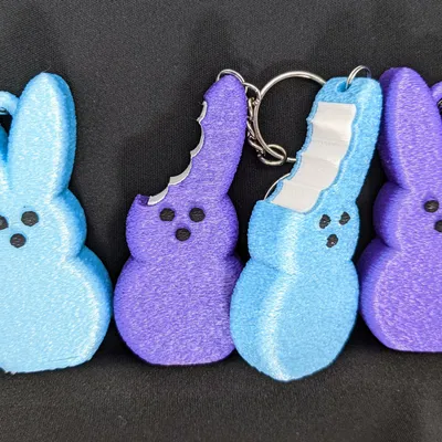 Bông tai thỏ Marshmallow Peeps và móc khóa đi kèm