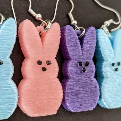 Bông tai thỏ Marshmallow Peeps và móc khóa đi kèm