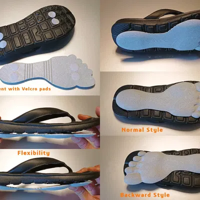 Dấu chân giả trên bãi biển cho dép xỏ ngón