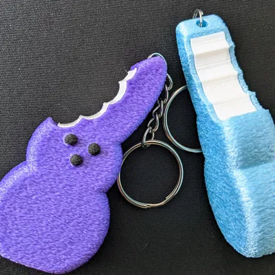 Móc khóa thỏ Peeps Marshmallow có dấu cắn cho lễ Phục Sinh