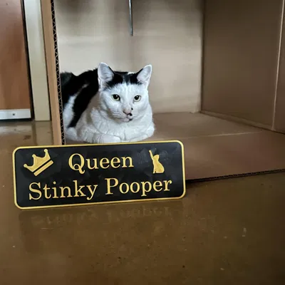 Biển hiệu mèo hoàng gia với phân thối hôi