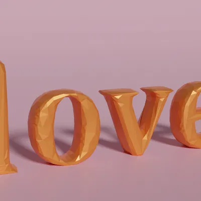 Chữ cái trang trí LOVE phong cách low poly
