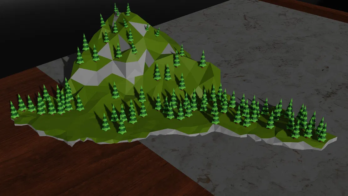 Núi thấp poly dễ in với cây cối tùy chỉnh - Image 1