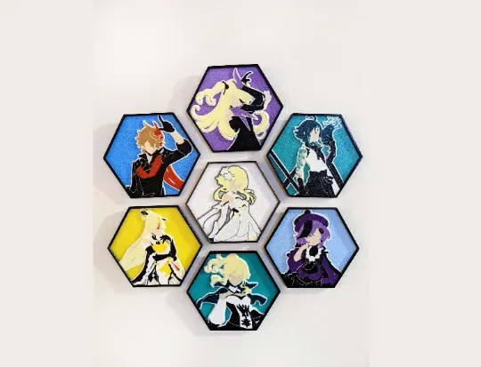 Nghệ thuật tường hình lục giác tối giản - Nhân vật Genshin ... - Image 1