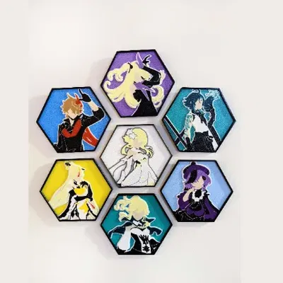 Nghệ thuật tường hình lục giác tối giản - Nhân vật Genshin ...