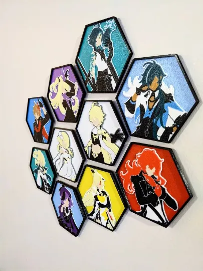 Nghệ thuật tường hình lục giác tối giản - Nhân vật Genshin ... - Image 2