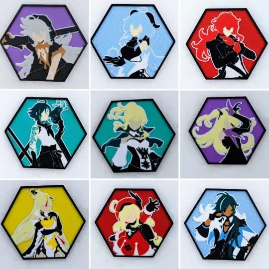 Nghệ thuật tường hình lục giác tối giản - Nhân vật Genshin ... - Image 3