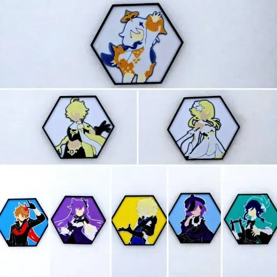 Nghệ thuật tường hình lục giác tối giản - Nhân vật Genshin ... - Image 4