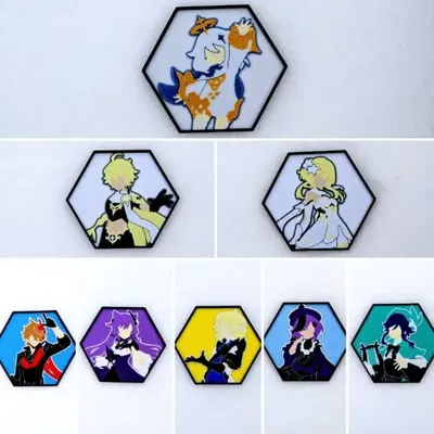 Nghệ thuật tường hình lục giác tối giản - Nhân vật Genshin ...