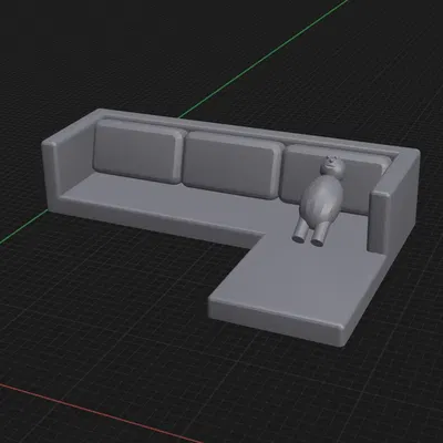 Sofa đơn giản với nhân vật bên cạnh