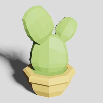 Cây xương rồng và cây succulents phong cách low poly với chậu tha...