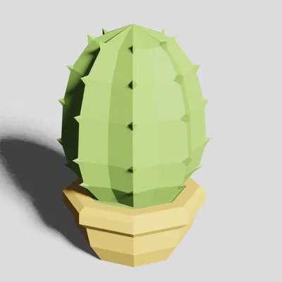 Cây xương rồng và cây succulents phong cách low poly với chậu tha...