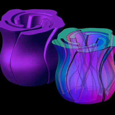 Bình hoa hồng thiết kế in chế độ xoắn ốc