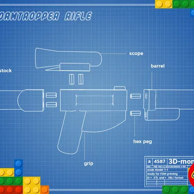 Rifle Stormtrooper LEGO Star Wars chi tiết in 3D