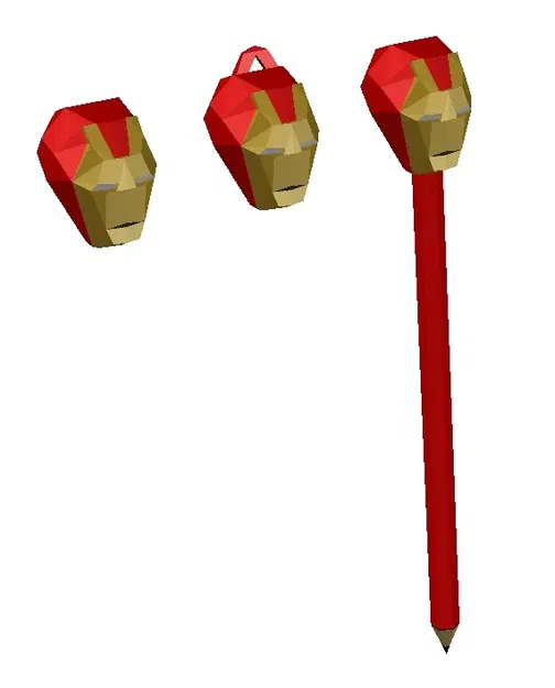 Đầu Ironman low poly để bút chì/ móc khóa/ trang trí - Image 3