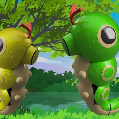 Mô hình Pokemon Caterpie phong cách Fusion 360