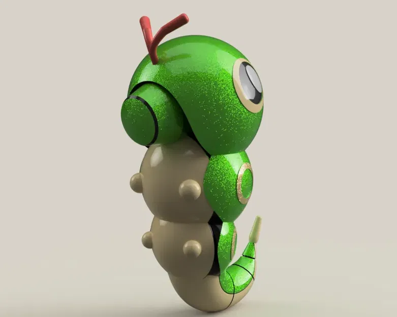 Mô hình Pokemon Caterpie phong cách Fusion 360 - Image 2