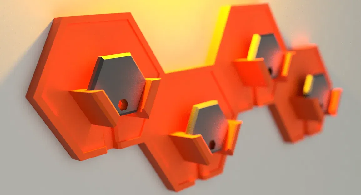 Giá treo chìa khóa hình lục giác hiện đại - Image 3