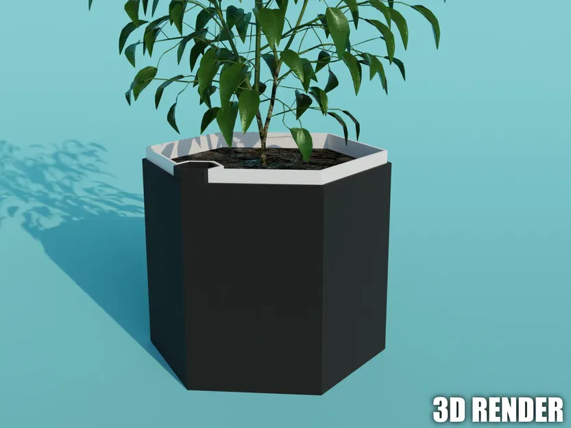 Chậu cây tự tưới hình lục giác kích thước 16x16x14cm - Image 1