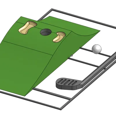 Bộ thẻ mini-golf poly thấp với sân chơi đảo ngược