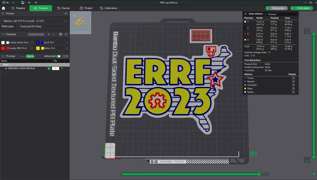 Logo ERRF với MM sơn sẵn cho Bambu Studio - P1P/P1S/X1C - Image 1