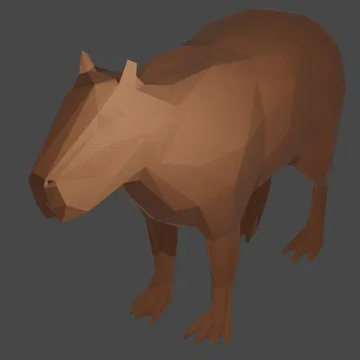 Capybara đáng yêu in 3D phong cách low poly