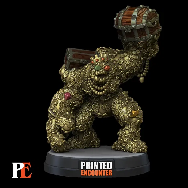 Golem Kho Báu trên đế 50mm cho trò chơi bàn - Image 1