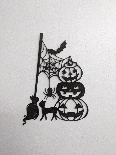 Nghệ thuật tường Halloween: Bí ngô phù thủy 2.5D - Image 1