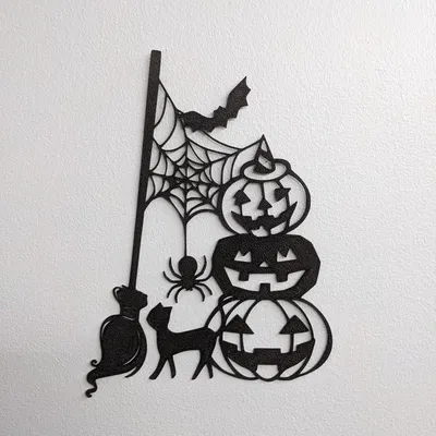 Nghệ thuật tường Halloween: Bí ngô phù thủy 2.5D