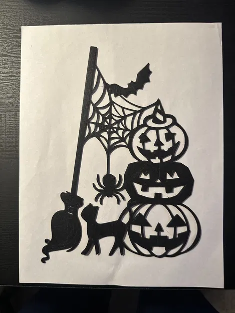 Nghệ thuật tường Halloween với bí ngô và mèo - Image 1