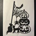 Nghệ thuật tường Halloween với bí ngô và mèo - Thumbnail 1