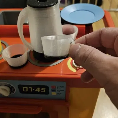 Ấm trà và cốc đồ chơi nhỏ cho bếp retro